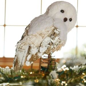 RARE Pottery Barn Snow Owl Christmas Tree Topper Winter Snowy Barn Hedwig XMAS